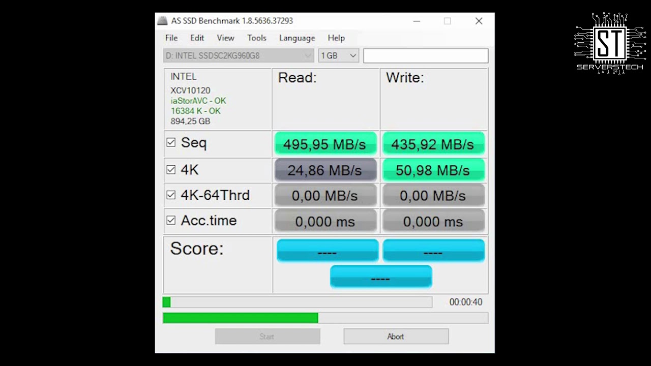 Intel SSD D3-S4610 (SSDSC2KG960G8) 960GB: AS SSD Benchmark