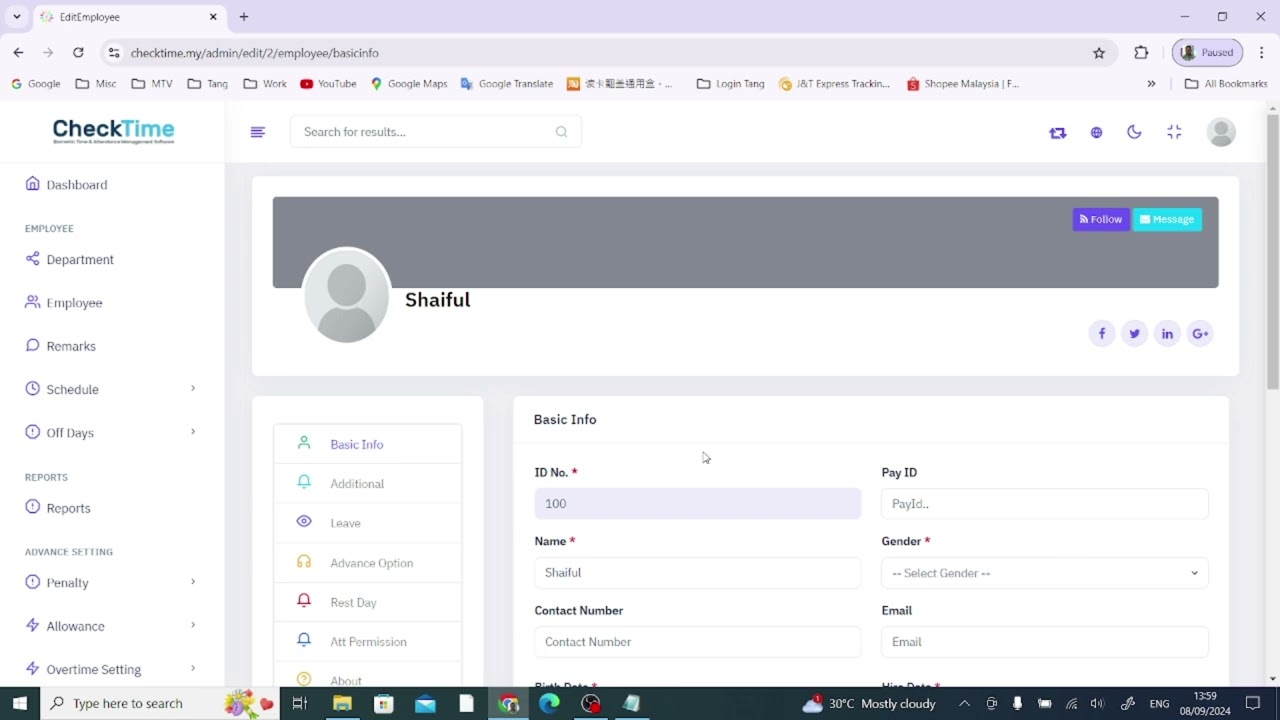 CheckTime Mobile Cloud user add or enable