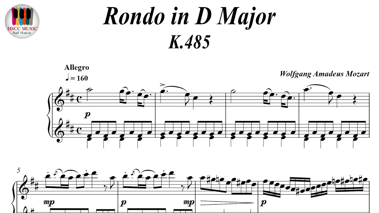 Rondo&nbsp;in&nbsp;D&nbsp;Major K.485 - Wolfgang Amadeus Mozart, Piano Sheet Music