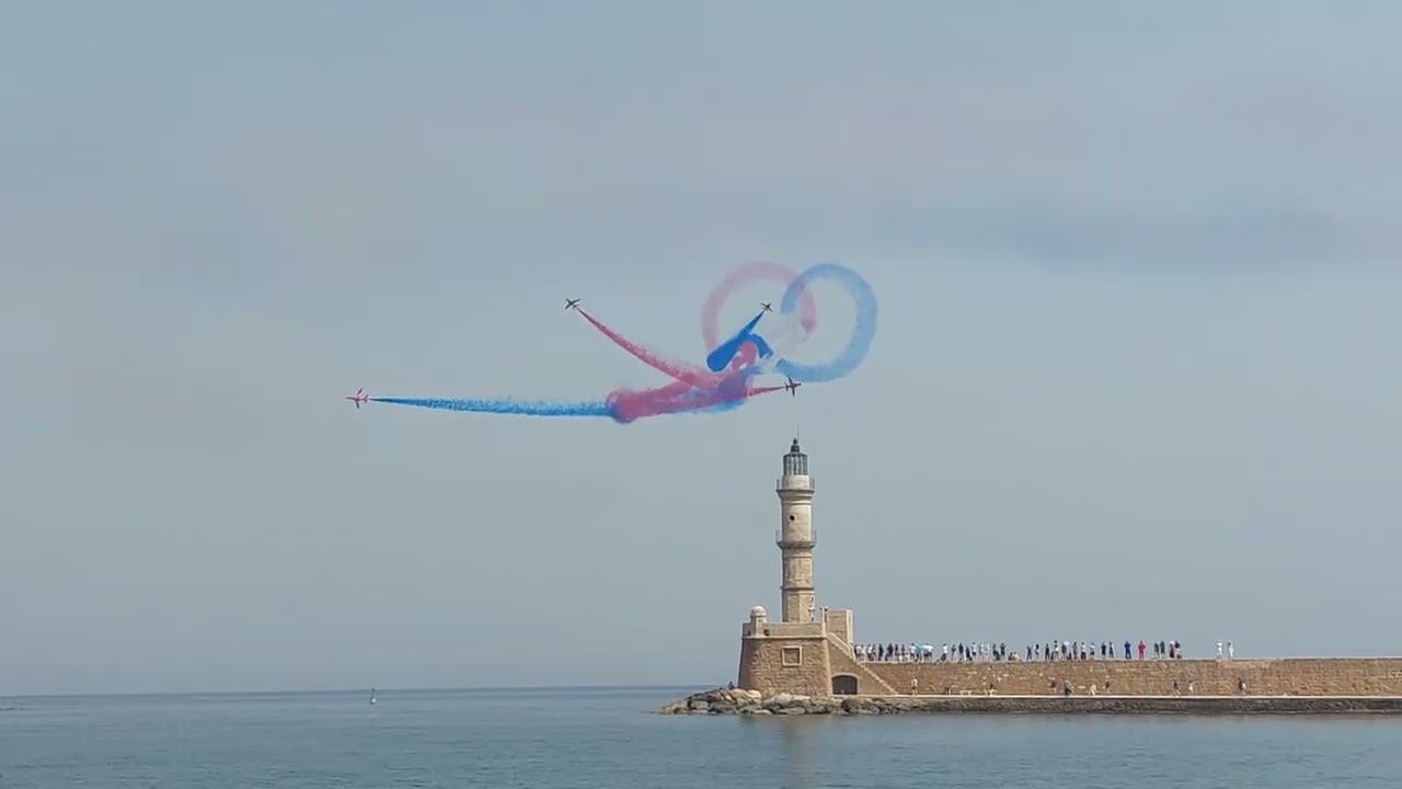 Red Arrows at Chania, Crete, Greece, 21/5/2024 , old harbour