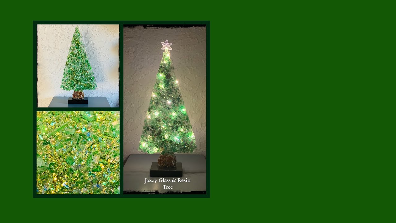 Jazzy Glass , Resin and lighted Christmas Tree