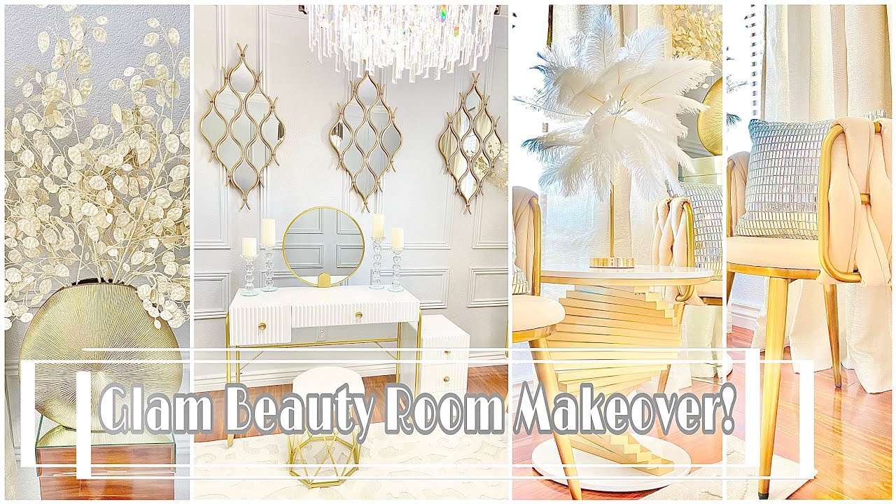 NEW* GOLD & GLAM BEAUTY ROOM MAKEOVER | Budget friendly decorating ideas + New furnitures
