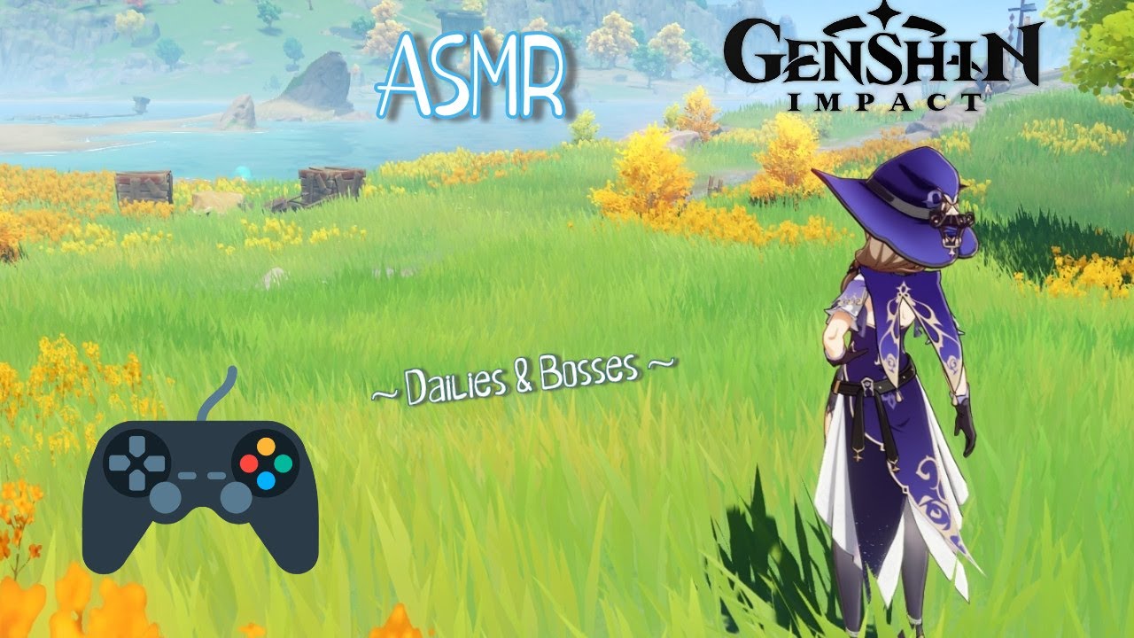 ASMR Genshin Impact Gameplay, Exploring World, Dailies, ☠️Bosses! 🎮Controller Sounds, No Talking 💤