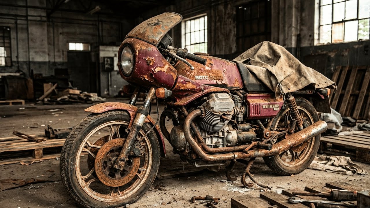 ASMR Motorcycle Restoration  Abandoned 1976 Burgundy Moto Guzzi Le Mans 850 Full Rebuild to Brand Ne