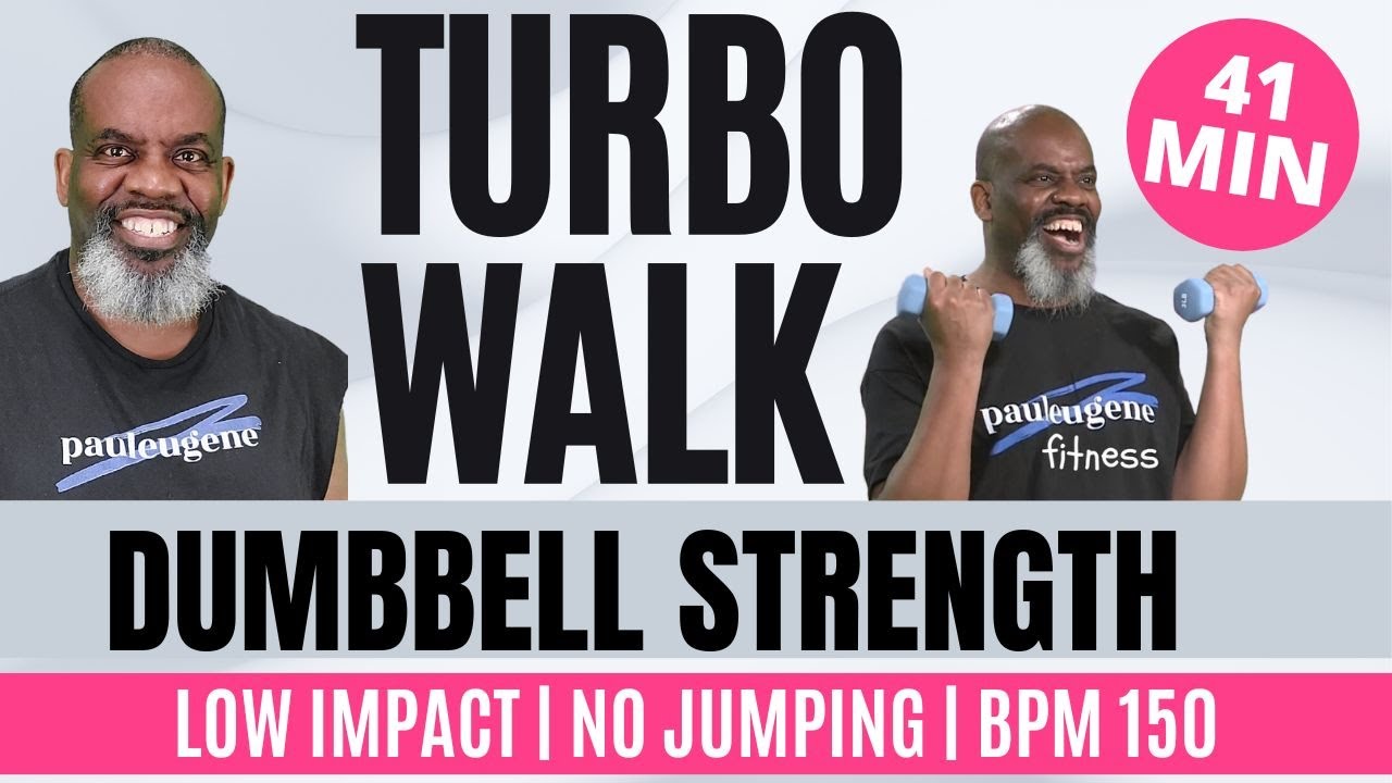 Fast Turbo Walking with Dumbbell Strength | 150 BPM | Low Impact Cardio | 41 Min | Home Workout