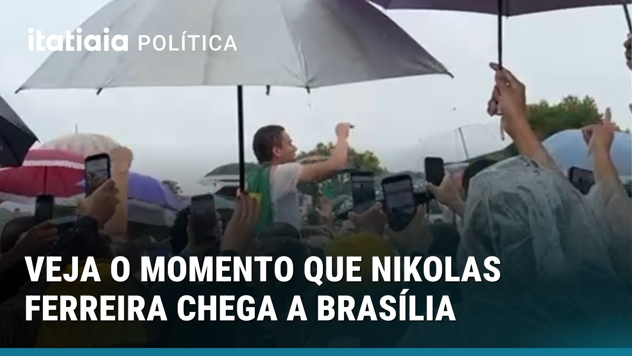 SOB CHUVA FORTE, NIKOLAS FERREIRA CHEGA A BRASÍLIA AO FIM DE CAMINHADA