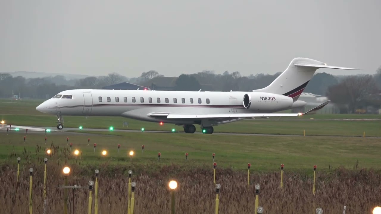 NetJets Bombardier Global 7500 N183QS departure to London Biggin Hill