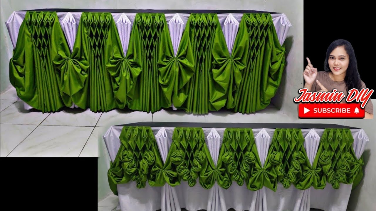 BUTTERFLY DESIGN #9 DIAMOND ACCORDIONpleats COMBINATION #tableskirting #tutorial #diy #tabledecor