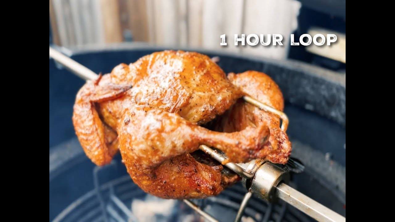 BBQ Rotisserie Chicken Over Charcoal - Loop | #ASMR | Wallpaper Background
