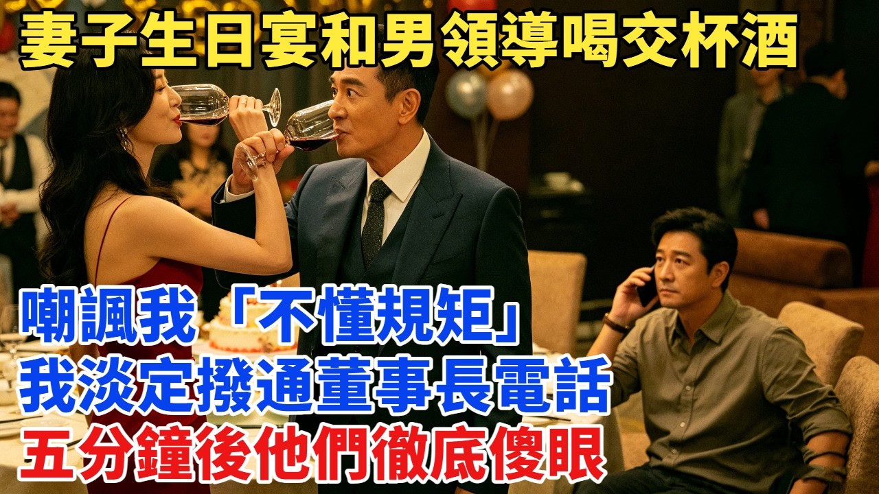 妻子生日宴上公然和男領導喝交杯酒，嘲諷我「不懂規矩」，我淡定撥通董事長電話，五分鐘後他們徹底傻眼！#故事#男频#故事分享#奇聞#情感故事#小说#小说推荐#爽文