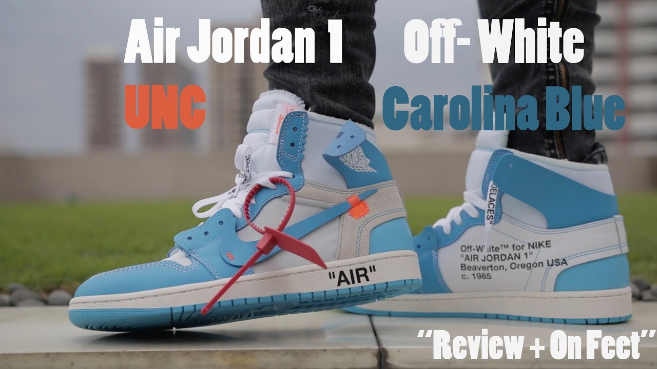 AIR JORDAN 1 OFF- WHITE UNC CAROLINA BLUE Review & On Feet