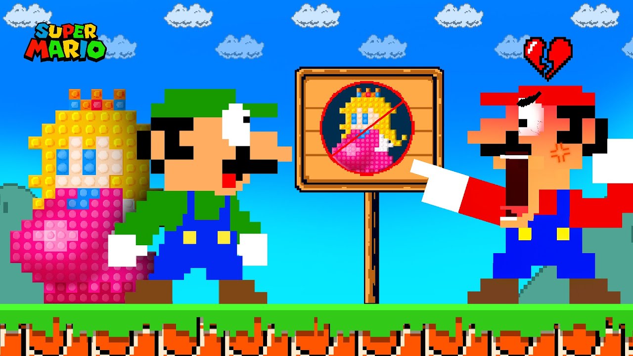 Mario and Luigi But Lego Peach is Forbidden in Super Mario Bros.