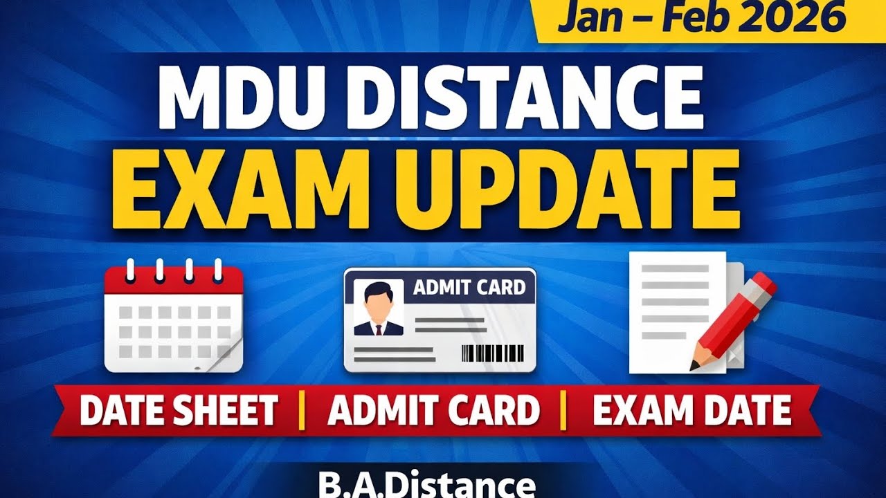 MDU Distance Exam Update 2026 | Date Sheet | Admit Card | Exam Date | #B.ADistance #mdudistance #ba 