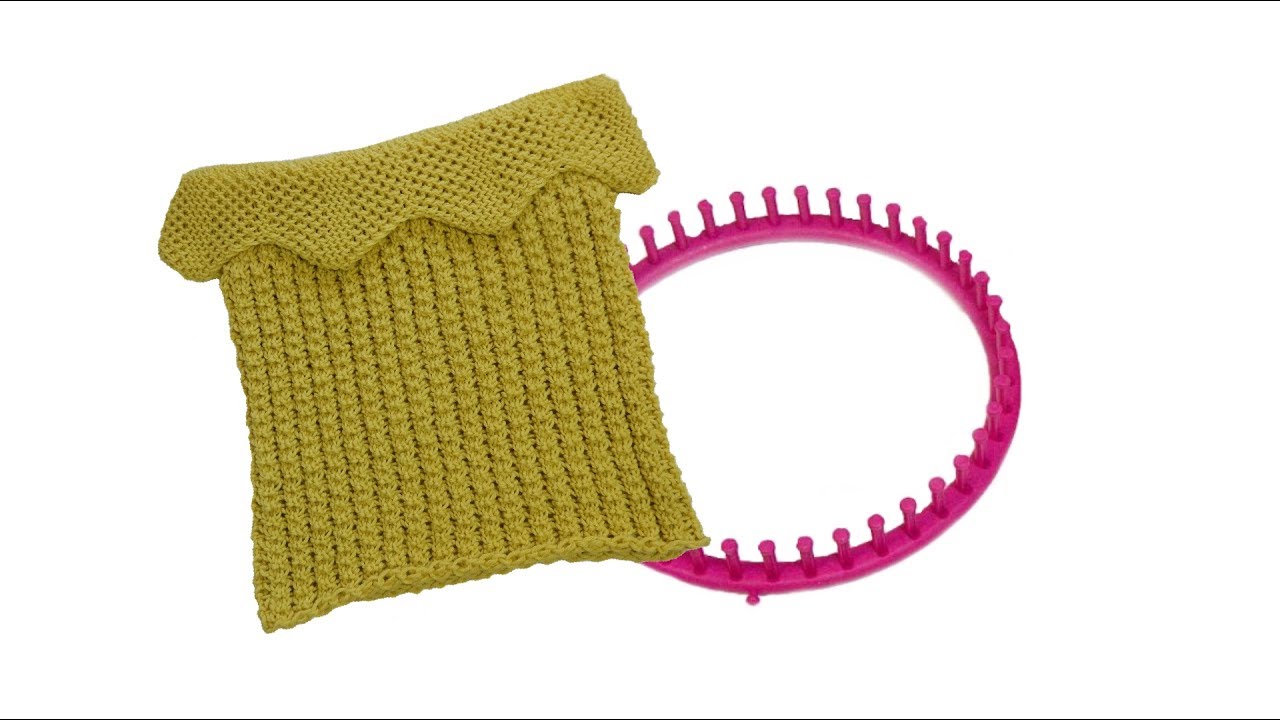 Tricotin - Pull / Top col bardot à volant / Point Ananas - Loom knitting