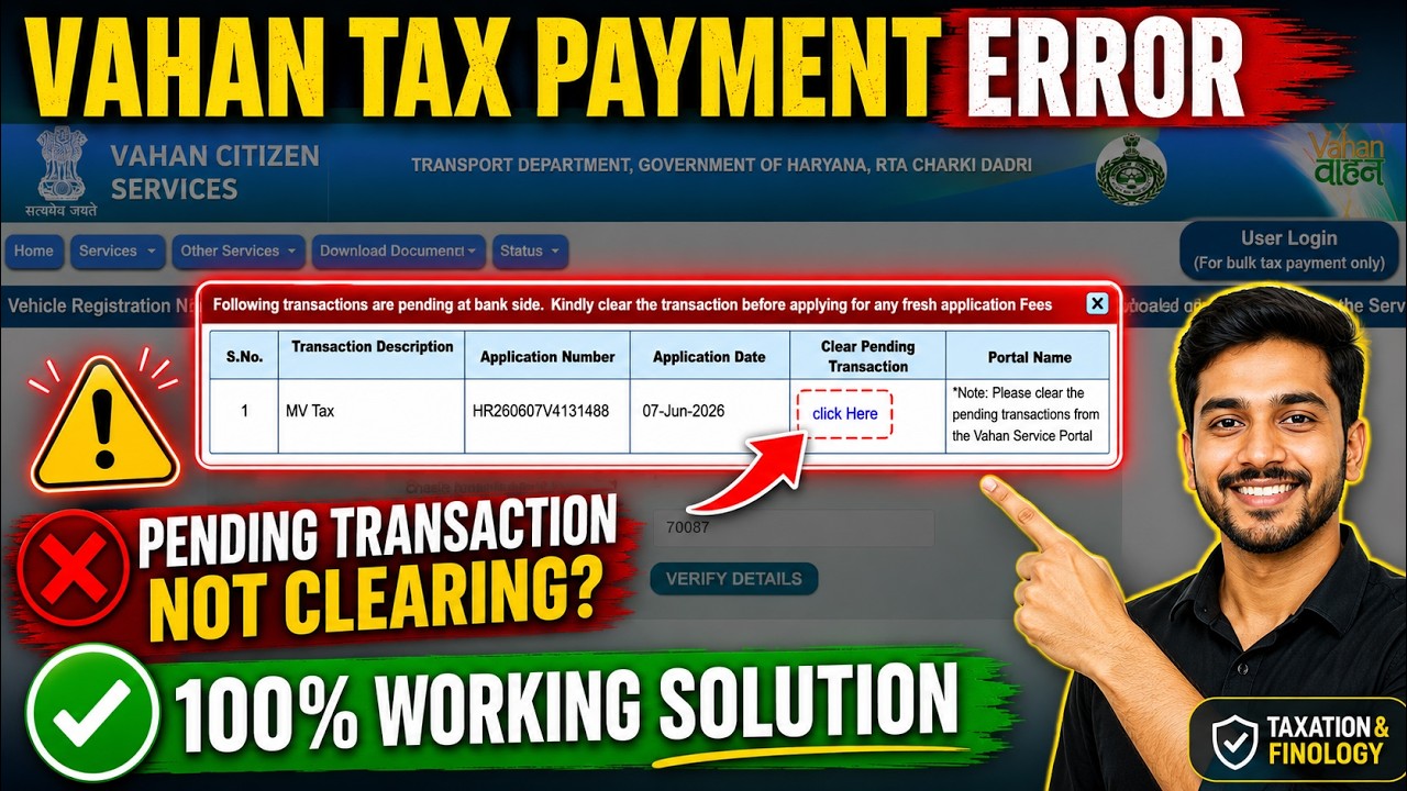 Clear Pending Transaction from Vahan Service Portal | VAHAN Tax Payment Error  100% Working Solution