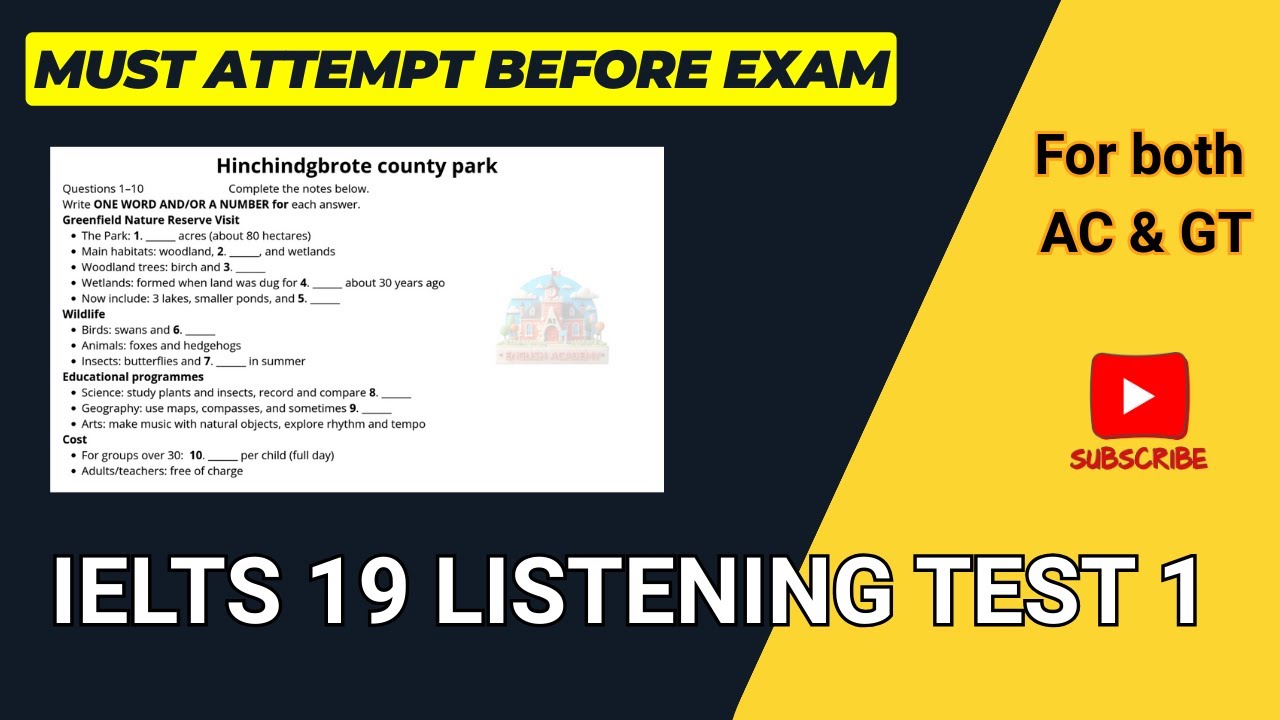 cambridge 19 listening test 1 | hinchingbrooke country park ielts listening