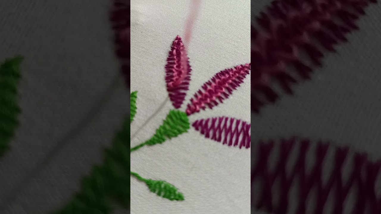 Beautiful flower embroidery  with fishbone stich variation🪡🪡🪡🪡🪡