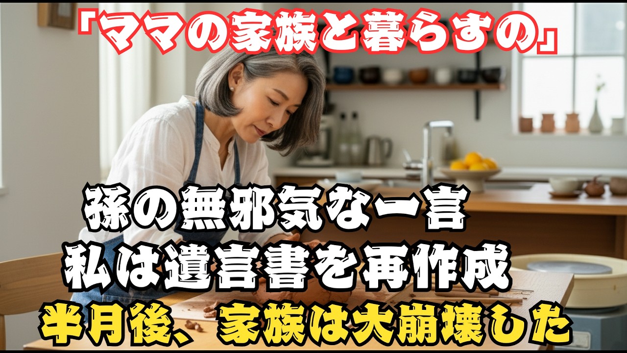 「ママの家族と暮らすの」孫の暴露で、私の援助金が嫁の両親との同居資金だと発覚。その夜に遺言書を書き換え、半月後に息子一家を崩壊させた話【60代以上の方へ】