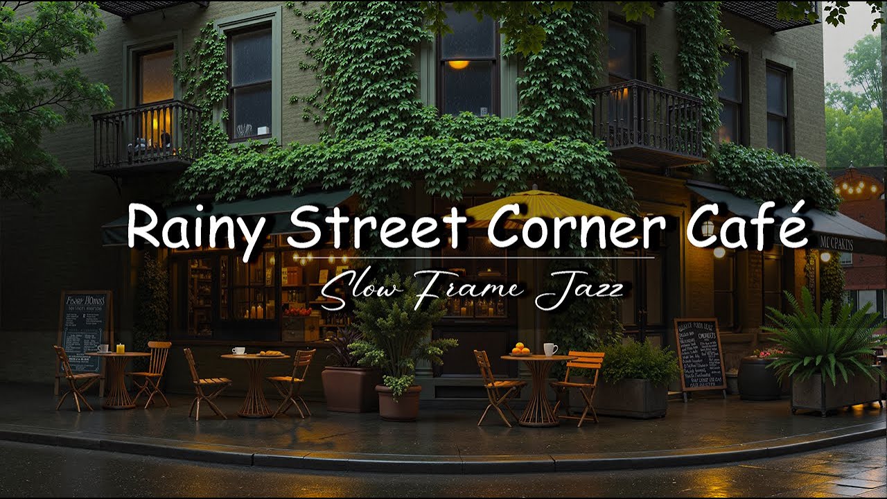 Rainy Street Corner Caf&eacute; 🌿 Vintage Jazz Ambience for a Quiet Evening