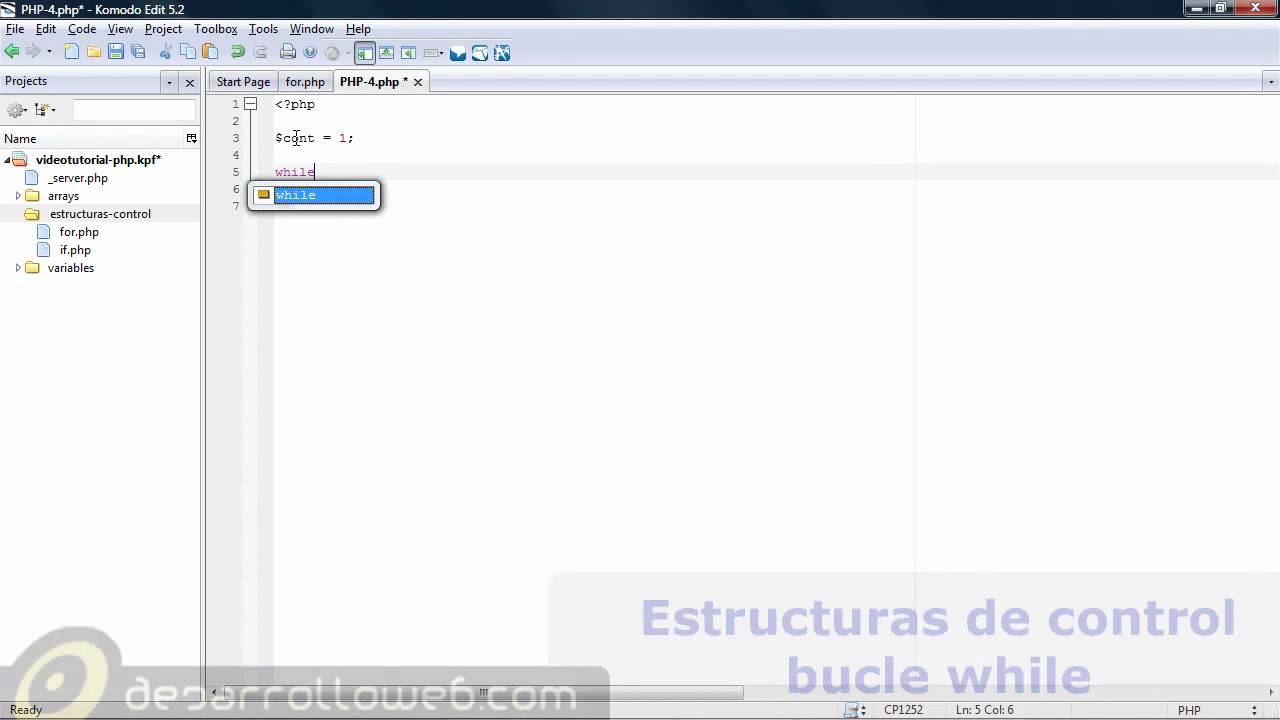 Bucles en PHP: for, while, do while