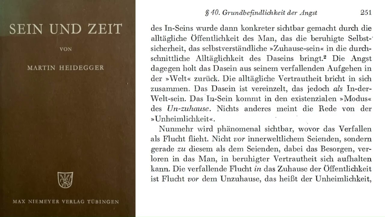 Heidegger | SEIN UND ZEIT | I. Abschnitt: Kapitel 6 | § 40 (2/2)