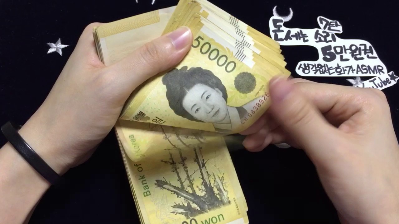 ASMR money Counting #7 돈 세는 소리,  5만원지폐(종이돈), 부자 되는 듯한 소리 l 생각없는화가 asmr
