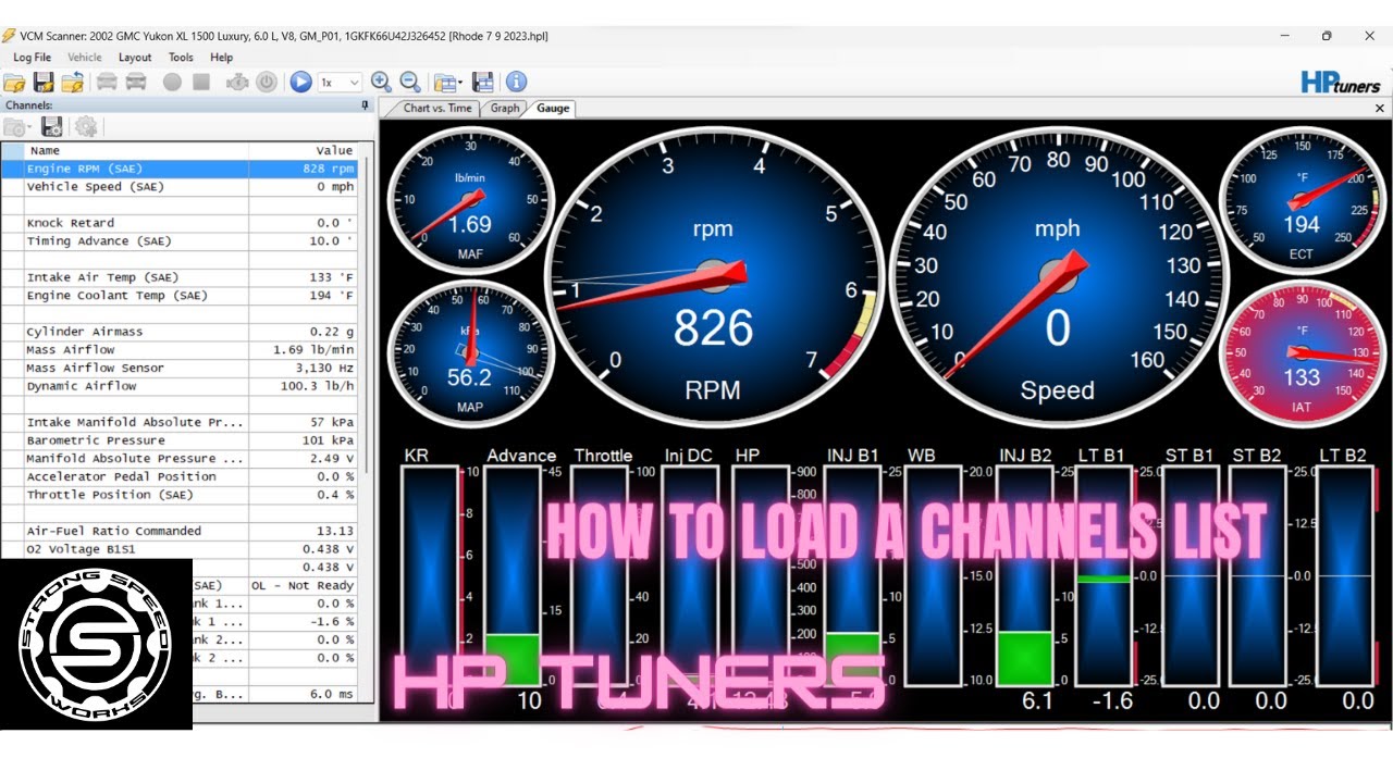 How to load HP tuners channels and layout
