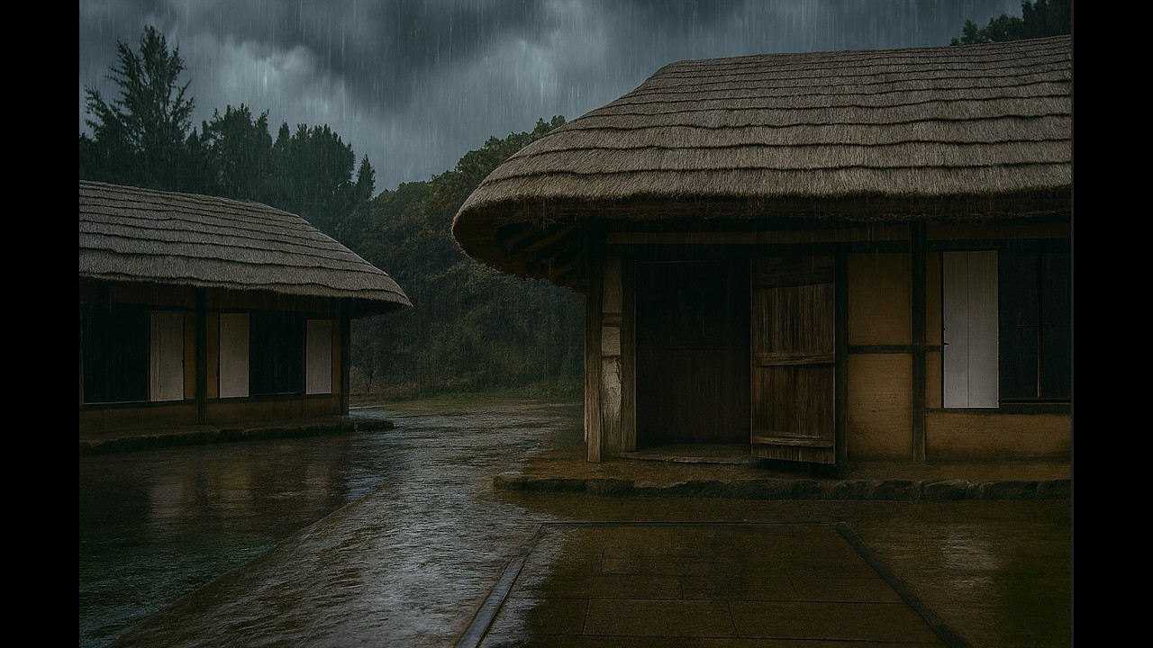 Fall Asleep Fast | Rainy Night at Korean Thatched Cottage | 5 Hours