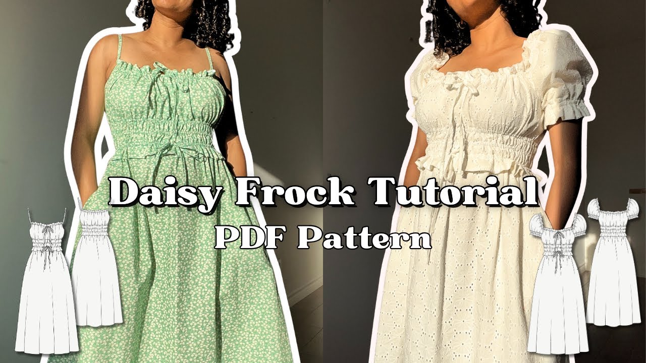 Платье в стиле «молочница» с эластичной талией | Выкройка платья «Daisy Frock» в формате PDF