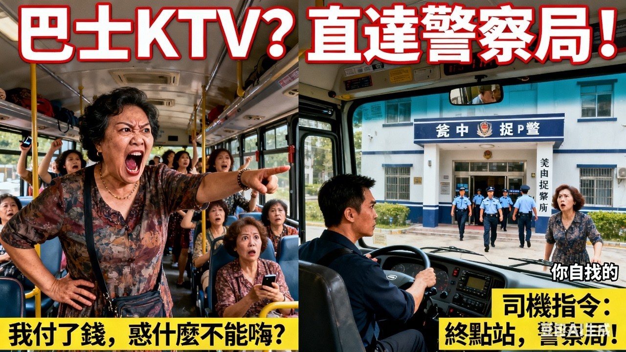 中國大媽旅行團在美國灰狗巴士上外放 廣場舞神曲 狂歡，並對司機咆哮： 我付了錢，憑什麼不能盡興？ 司機全程不語，最終將車直接開進了警察局大門！