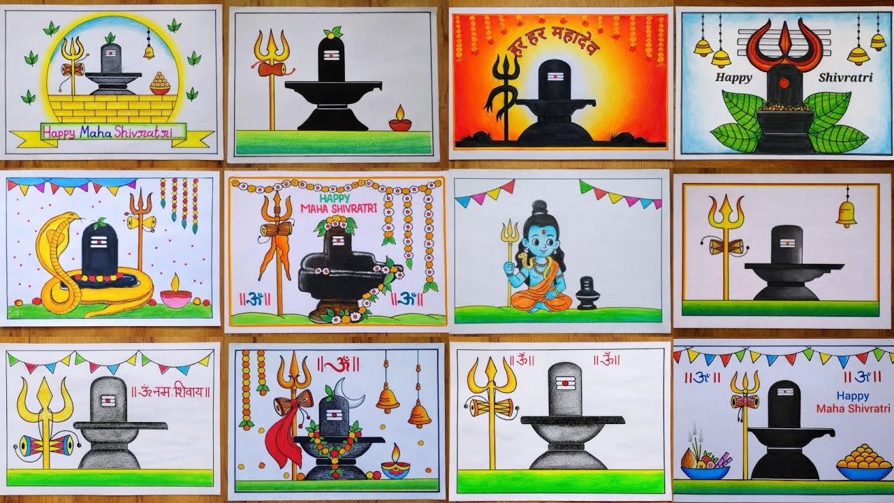 50+ Mahashivratri Drawing / Shivratri Drawing poster ideas / How to Draw shivling Easy step 💡
