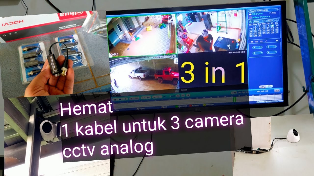 satu kabel untuk 3 kamera cctv analog..? pasang sendiri dirumah pasti hematnya 🤝🤝👍