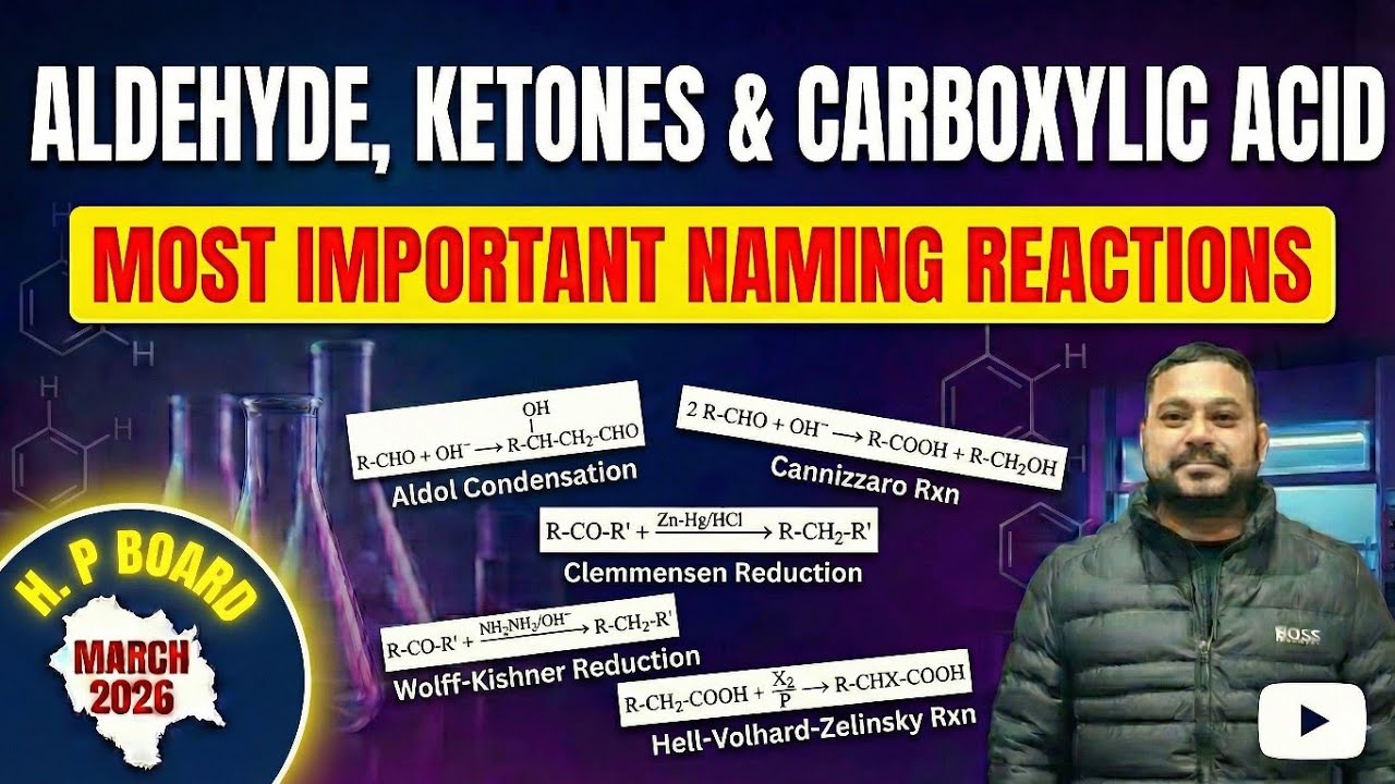 HP Board 12th Chemistry naming Reactions 2026 ||  Aldehyde  Ketone and Carboxylic Acid