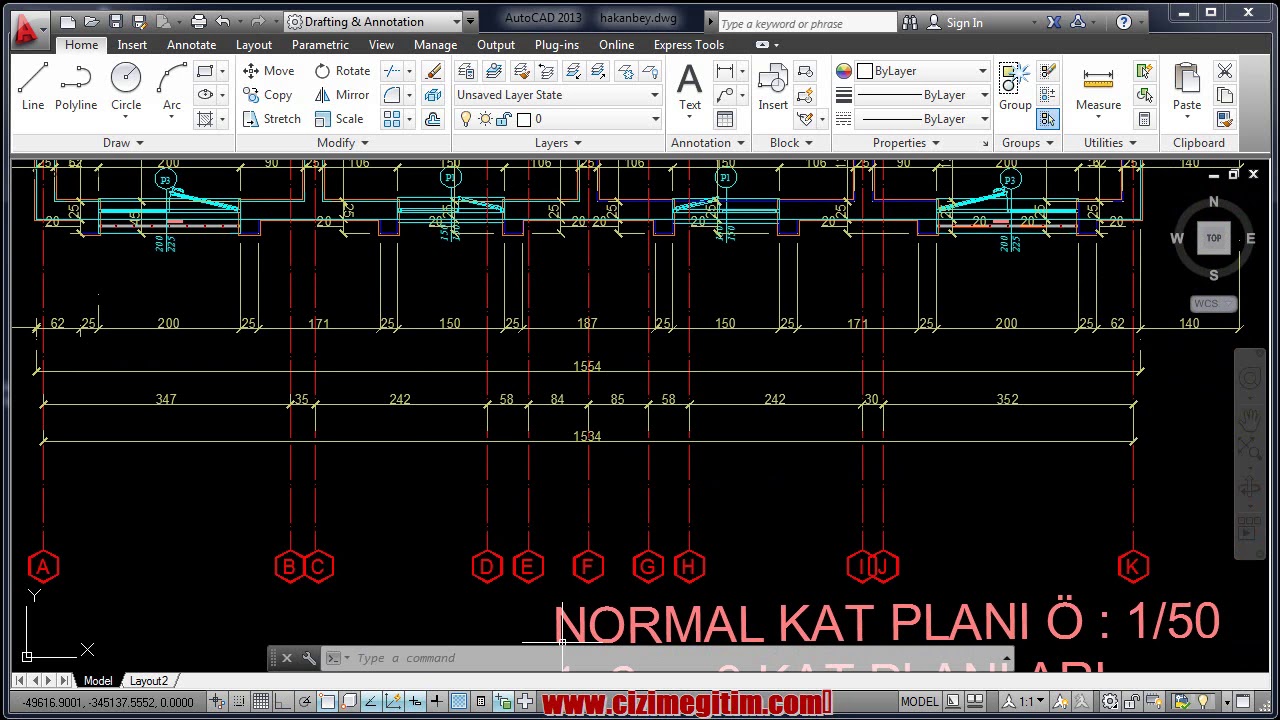 Autocad aks çizgilerini oluşturma