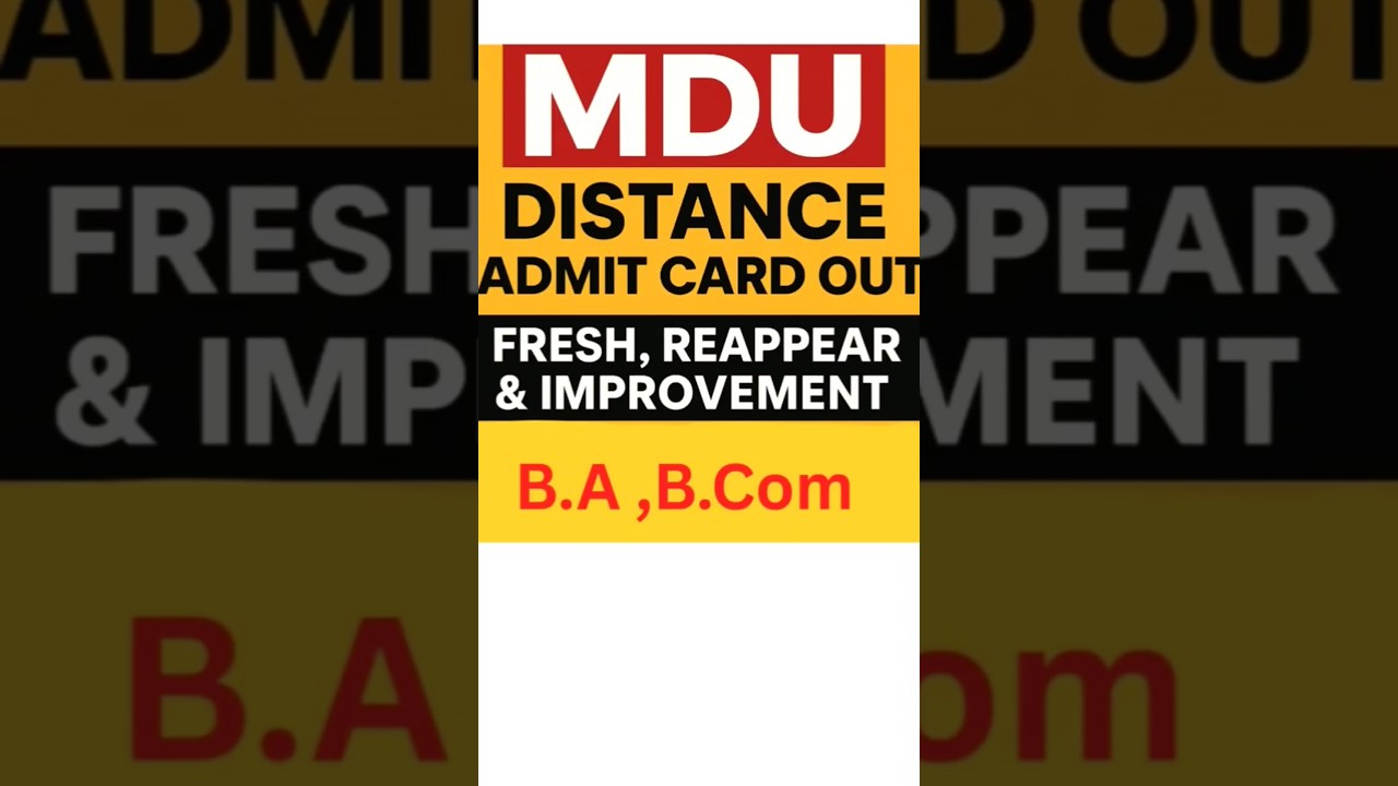MDU Admit Card 2025 Out 🔥 | BA MA Download Now! #mdubadistance #distanceadmitcard #trending #like