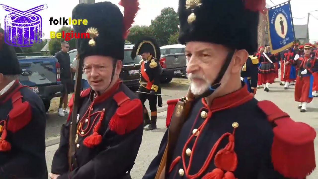Marche Saint Christophe Hanzinelle - remise du nouveau drapeau - partie 1 - folklore belgium
