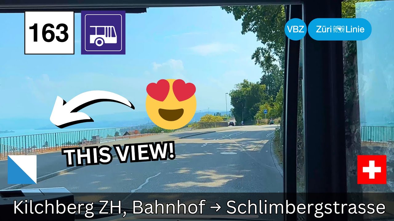 🇨🇭Zürich VBZ Buslinie 163 | Kilchberg ZH, Bahnhof → Schlimbergstrasse [4K]