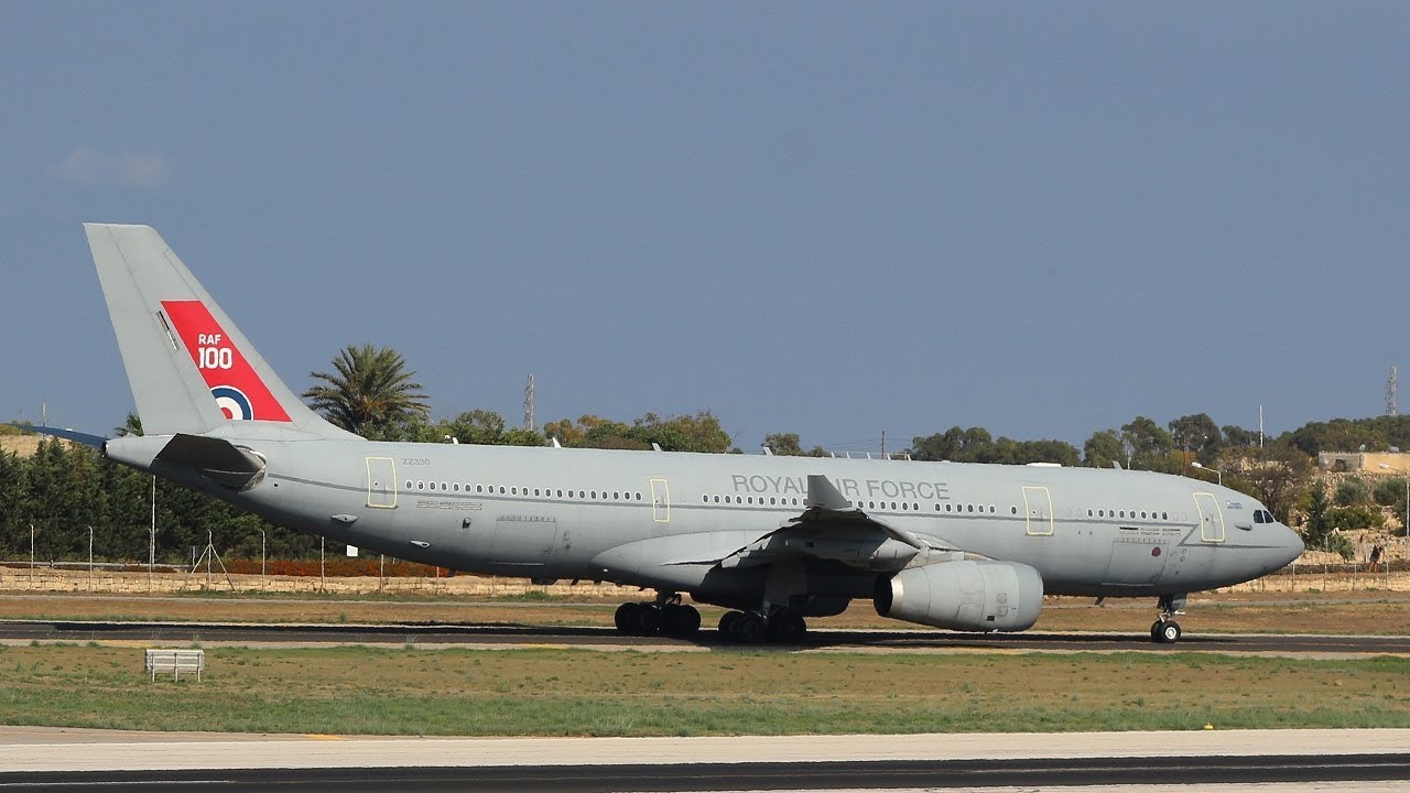 RAF A330 Voyager ZZ330 landing Malta International Airport LMML