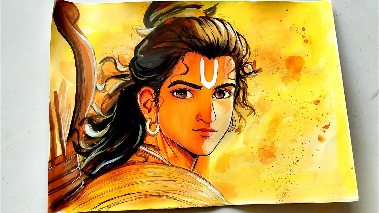 How to Draw Lord Ram with Watercolors | Realistic Ram Ji Painting Tutorial