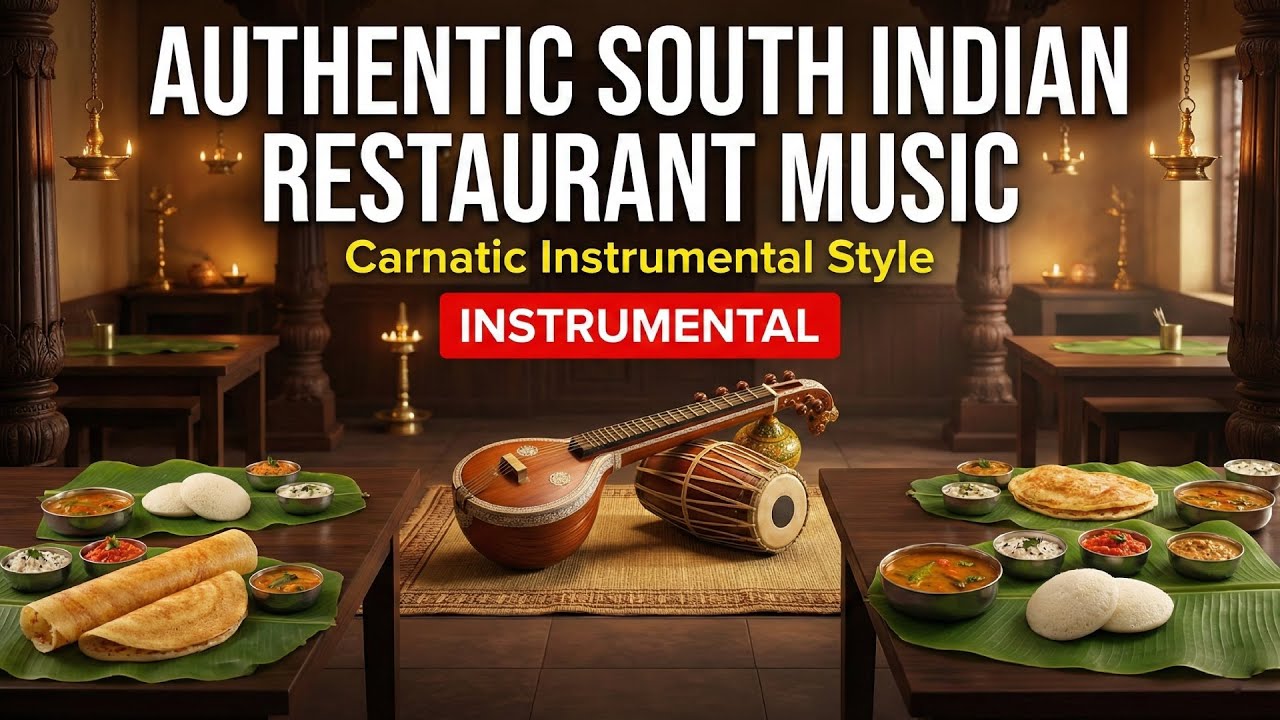 Authentic South Indian Restaurant Songs | 12 Hours Veena & Mridangam Instrumental Music