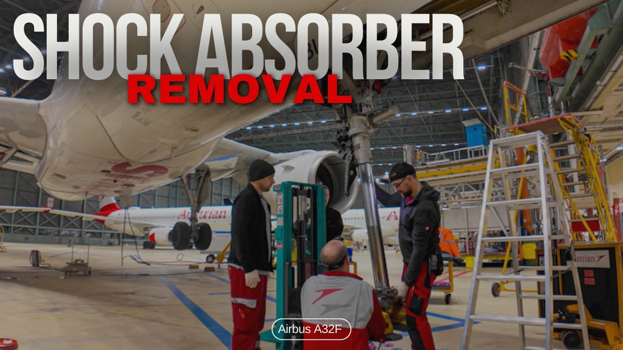 Мы демонтируем переднюю стойку шасси самолета A320.