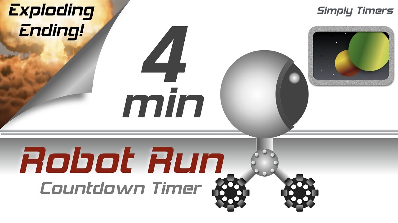 4 min racing robot countdown timer with exploding ending
