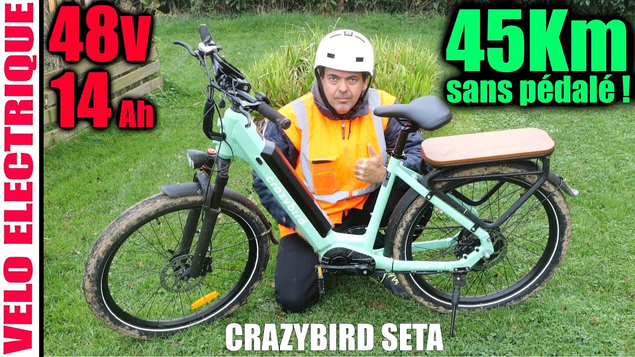 CRAZYBIRD SETA vélo électrique rapide et autonome  ! 250w 25km/h 48V 14Ah
