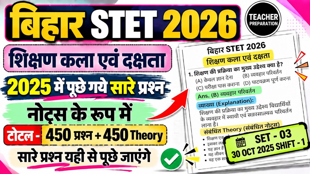 Bihar stet 2026 | Art of Teaching Previous Questions | Stet Teaching Aptitude Previous Questions 