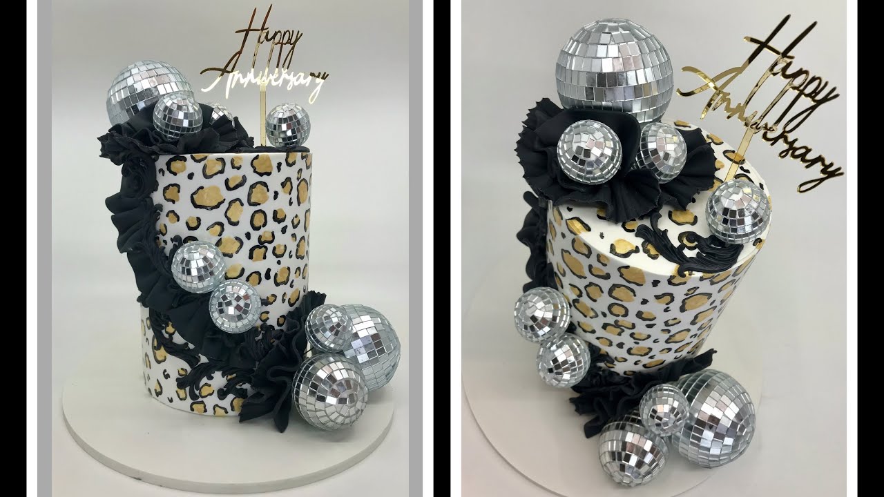 Leopard Print Disco Ball Cake