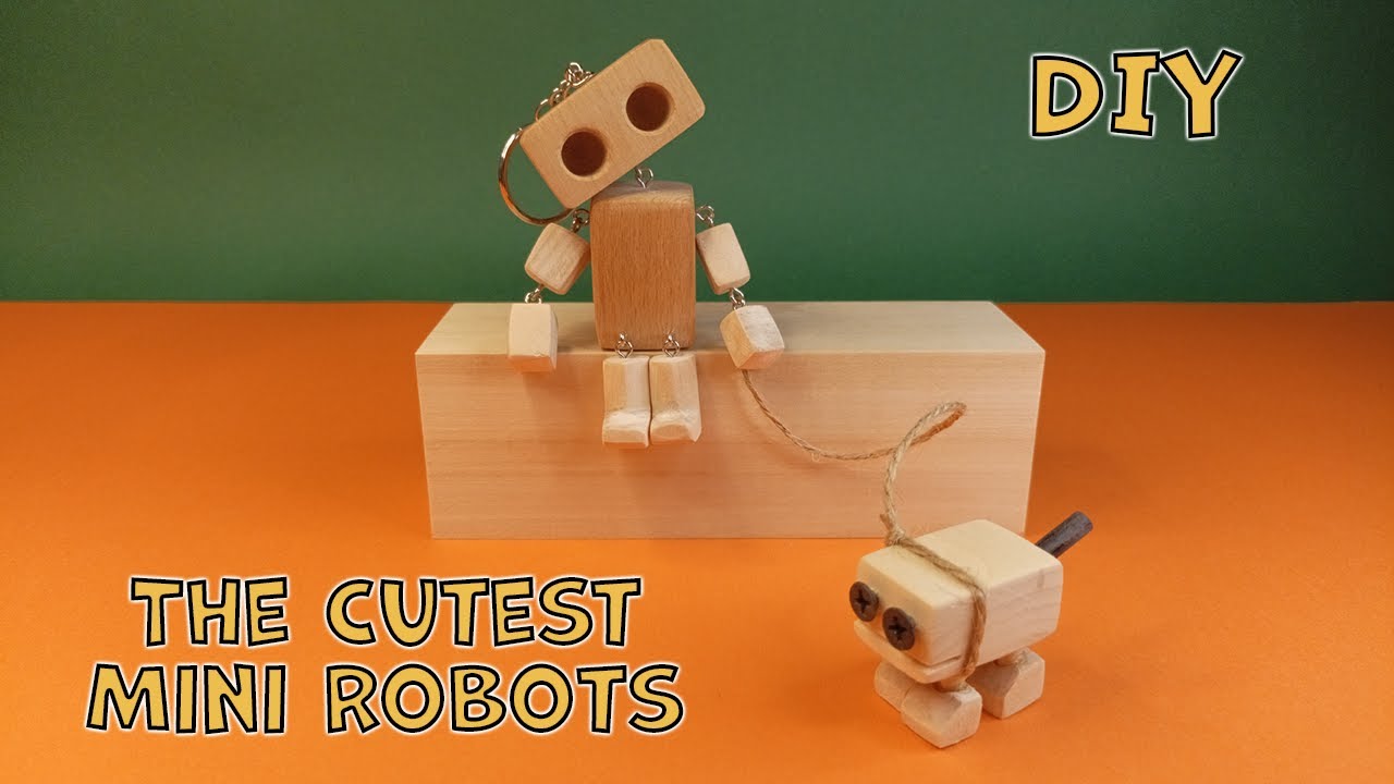 The cutest wooden robot for scrap materials