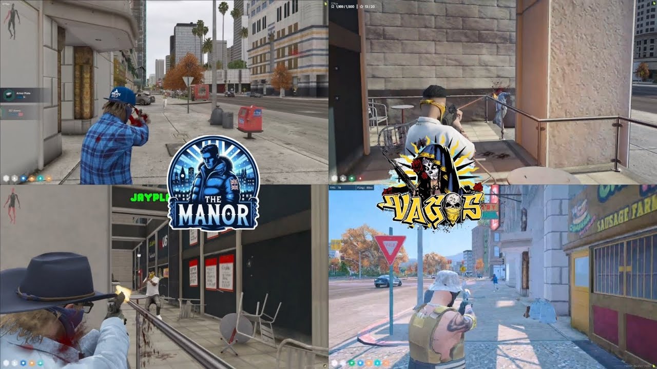 Поместье против банды Vagos на площади Легиона | Вид от первого лица | GTA RP от NoPixel 4.0
