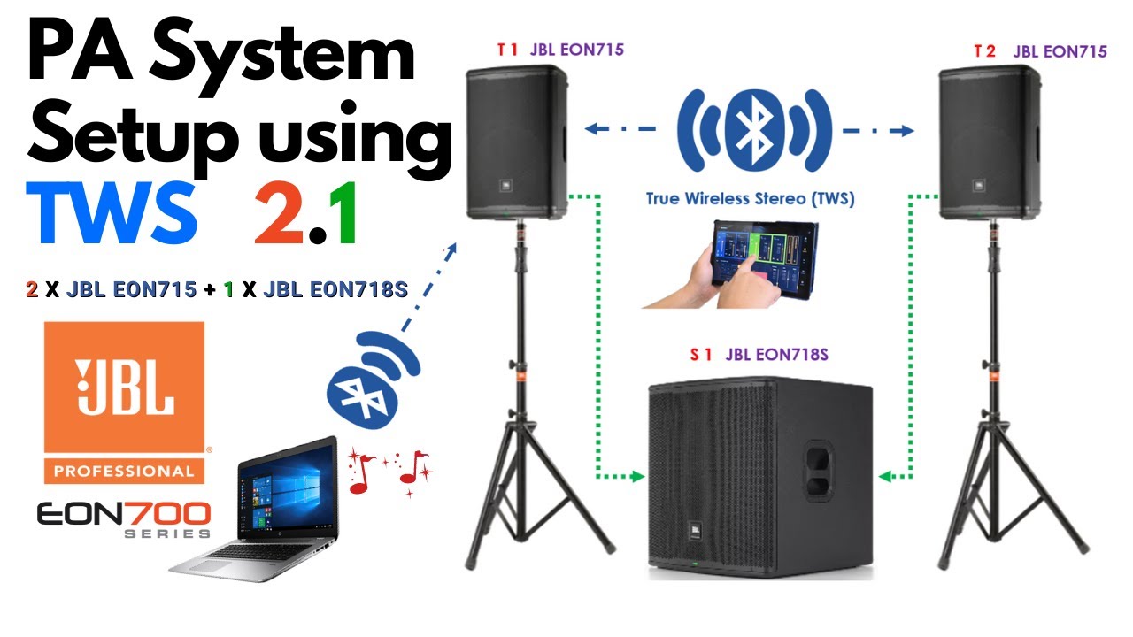10 | How To Setup a PA System using True Wireless Stereo (TWS) | 2 x JBL EON715 + 1 x JBL EON718S