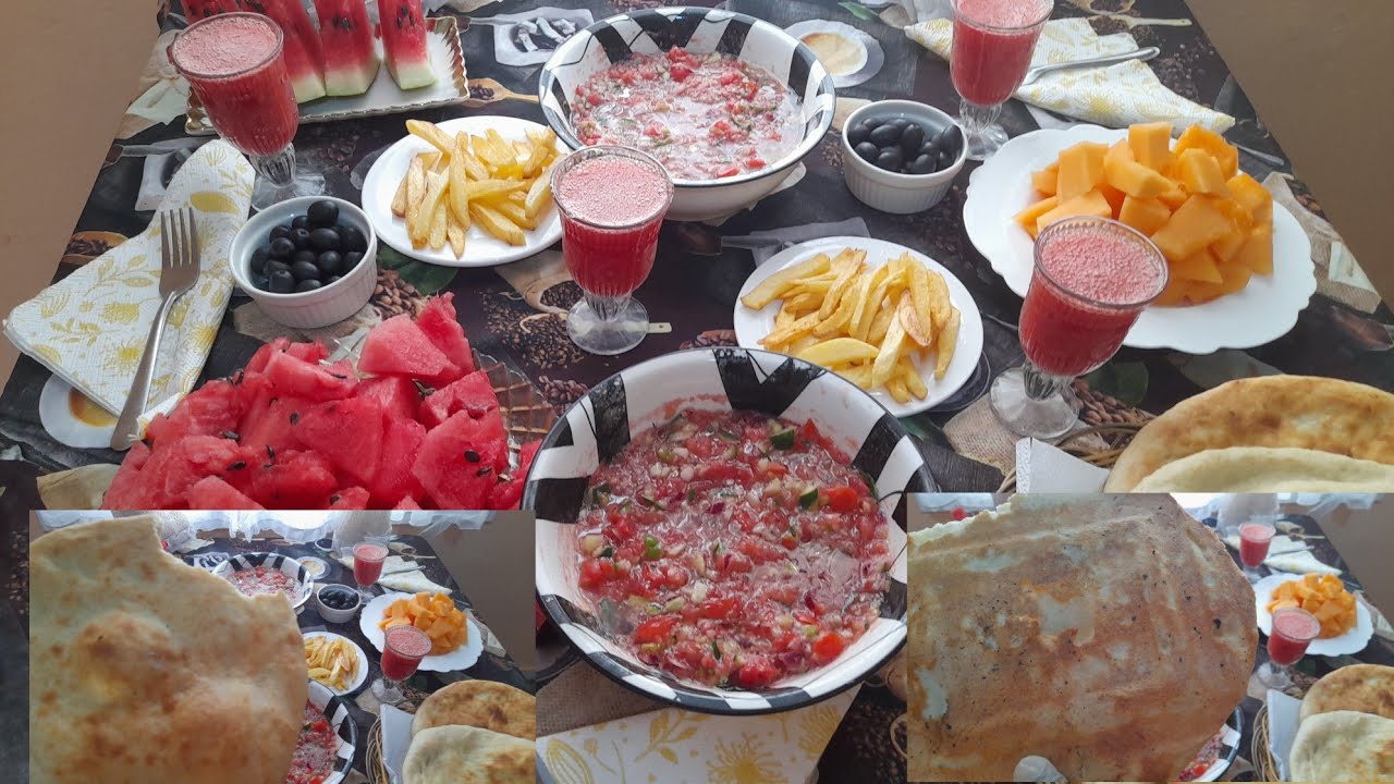 حبيت نشارككم سفرة غداء درة خبز حوش بشكل خبزه التنوروشرموله بدون تقريض وعصير فرواله سفره ليبيه في صيف