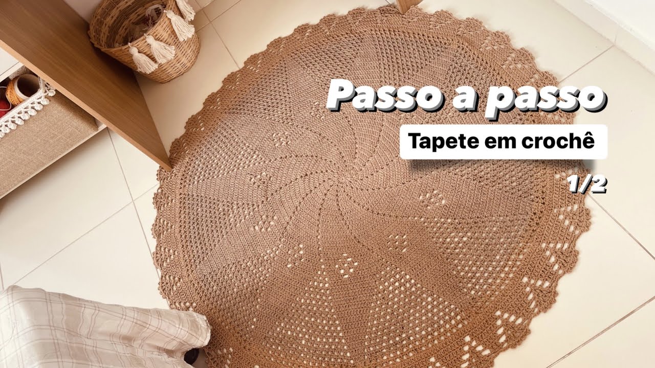 Tapete redondo em crochê super fácil e econômico | Faça do tamanho que preferir | Passo a passo 1/2